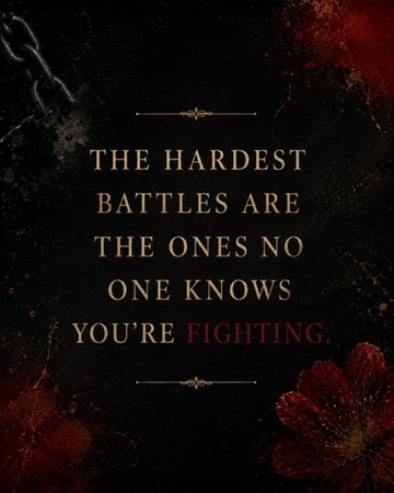 Quote graphic: The hardest battles are the ones no one knows you’re fighting.