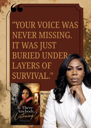 Quote graphic: Your voice was never missing. It was just buried under layers of survival.